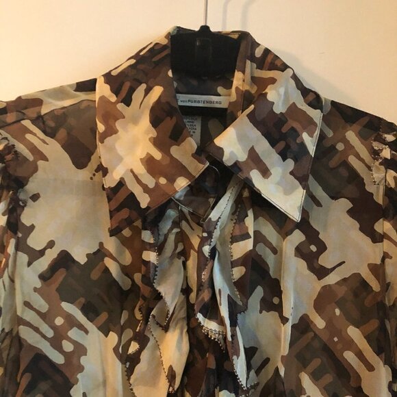 diane von Furstenberg DVF Silk Printed Blouse - Picture 9 of 16